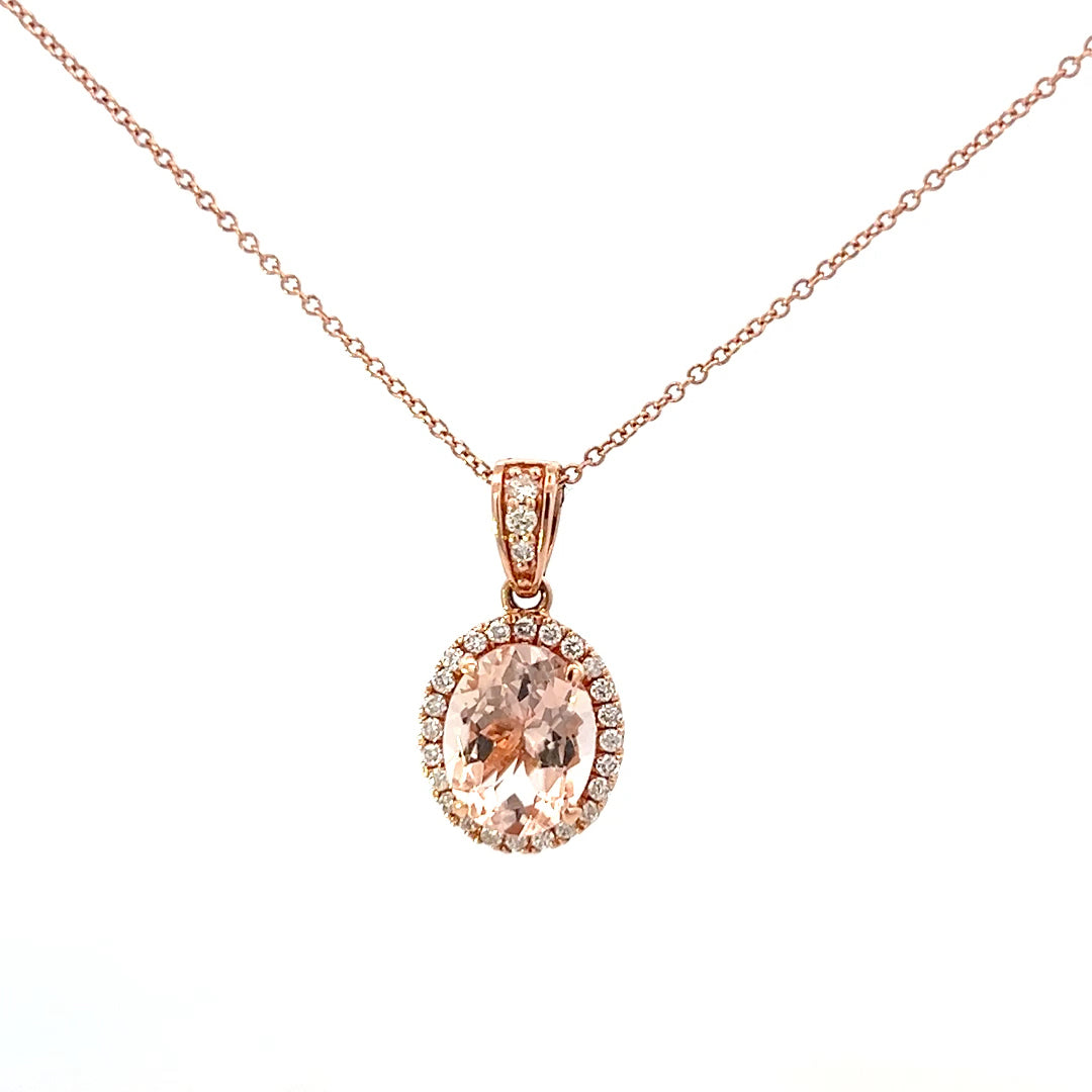 2.52cttw Rose Gold Morganite Necklace | Morganite Pendants | Morganite Pendant Necklace