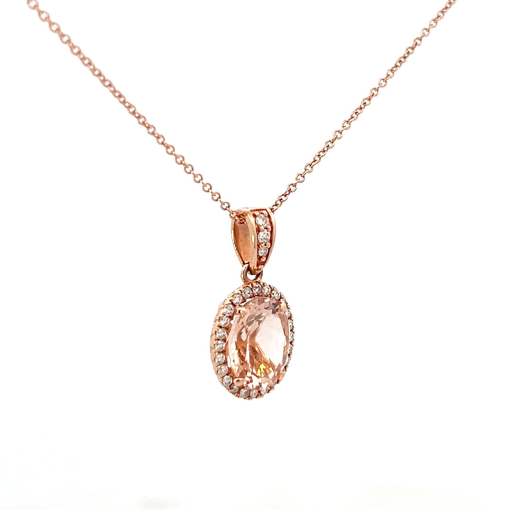 2.52cttw Rose Gold Morganite Necklace | Morganite Pendants | Morganite Pendant Necklace