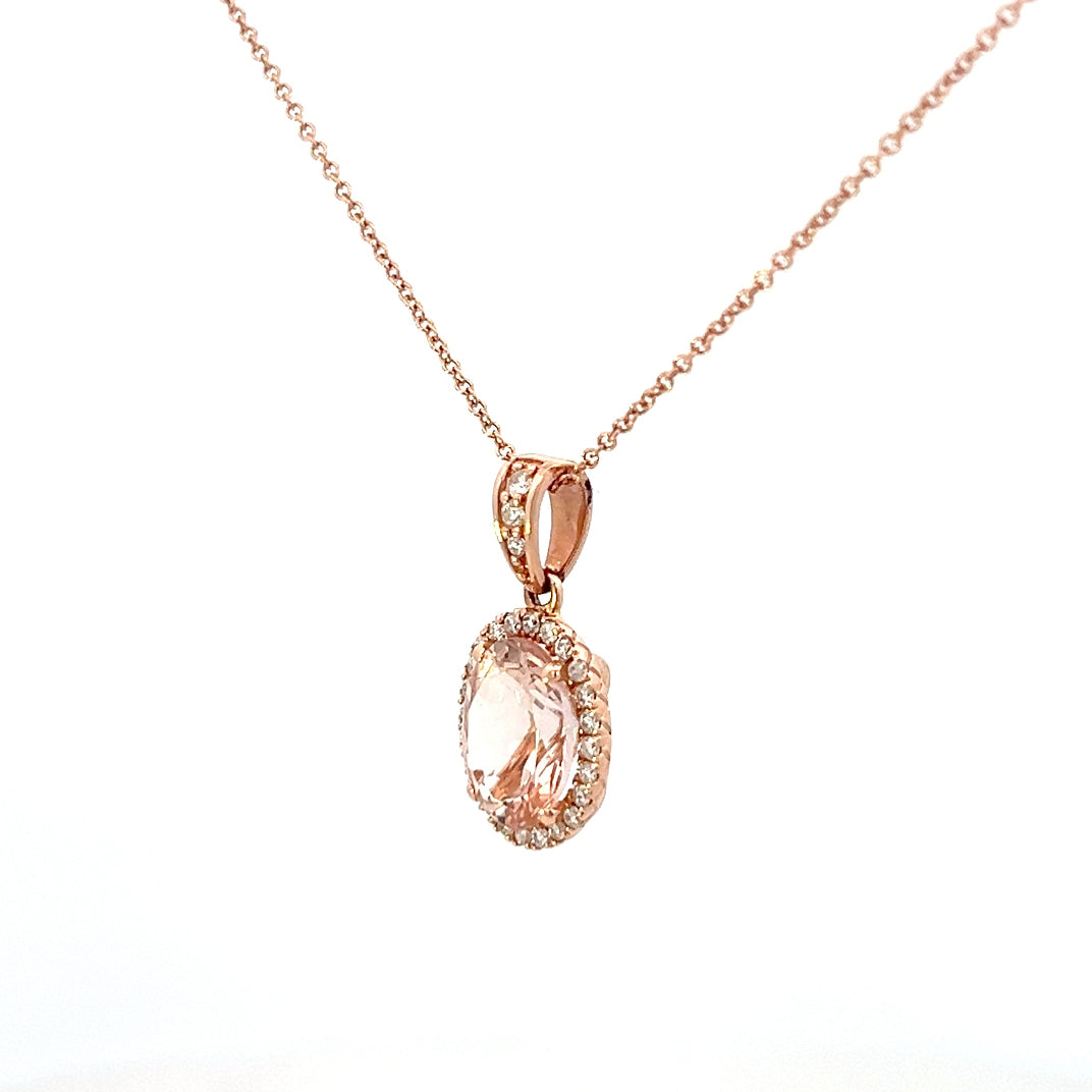 2.52cttw Rose Gold Morganite Necklace | Morganite Pendants | Morganite Pendant Necklace