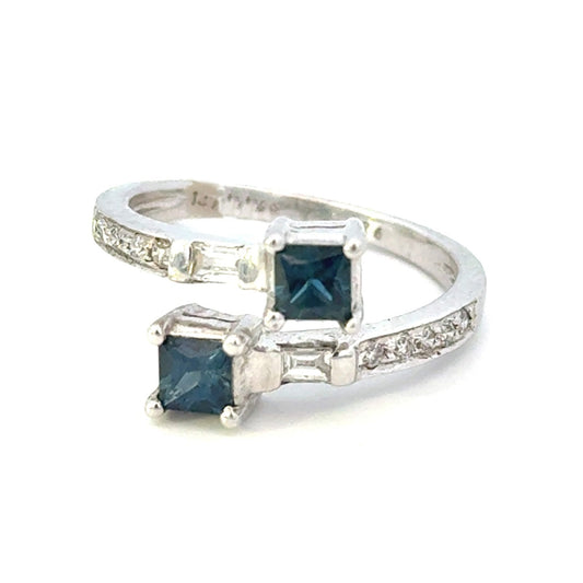 0.83cttw Sapphire Ring | White Gold Sapphire Ring | Diamond and Sapphire Ring