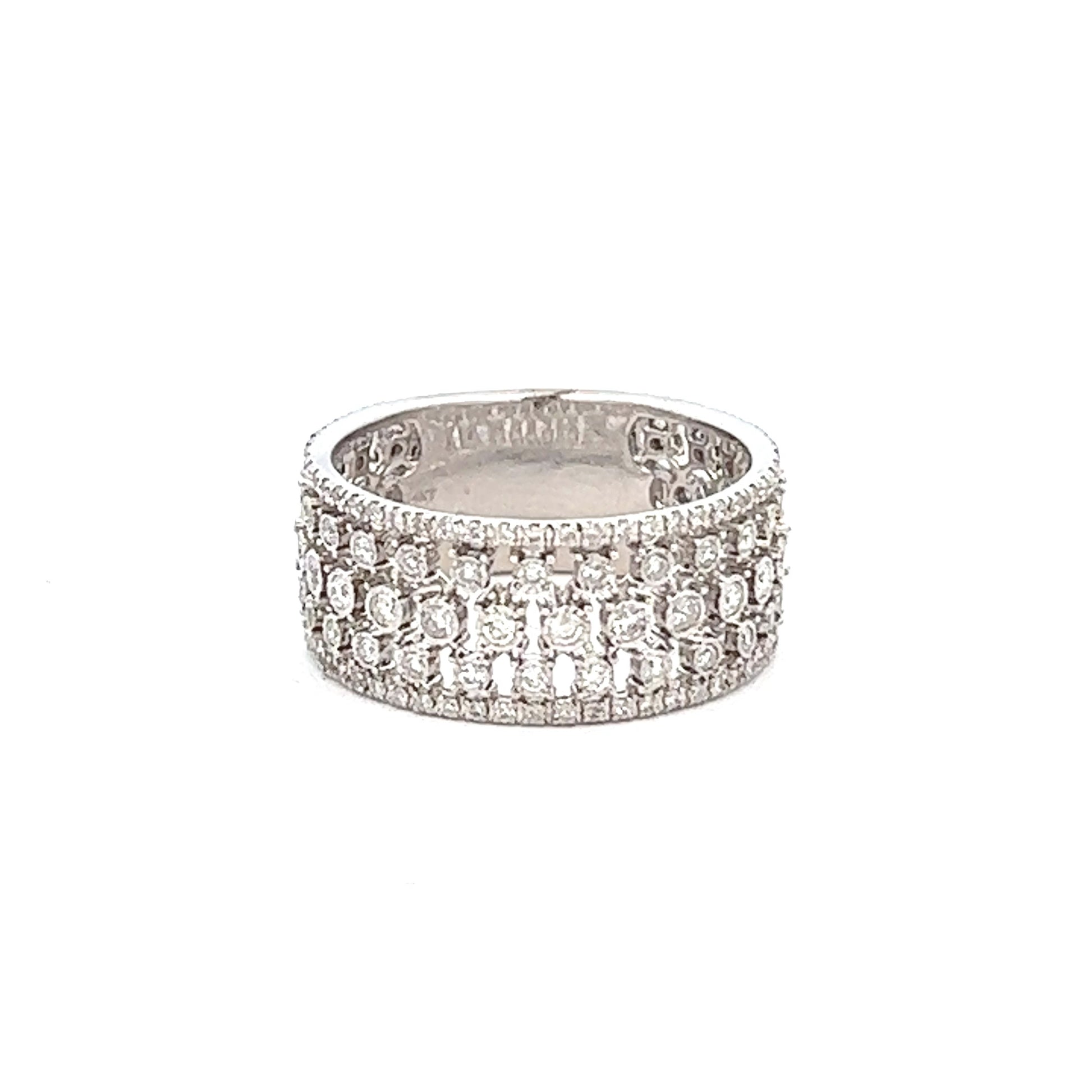 1.16ct Diamond Fashion Ring | 14k White Gold Diamond Stack Ring also known as Diamond Lattice Ring