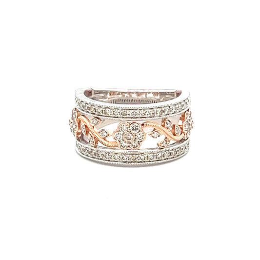 .89ct Diamond Fashion Ring | 14k White/Rose Gold Diamond Stack Ring