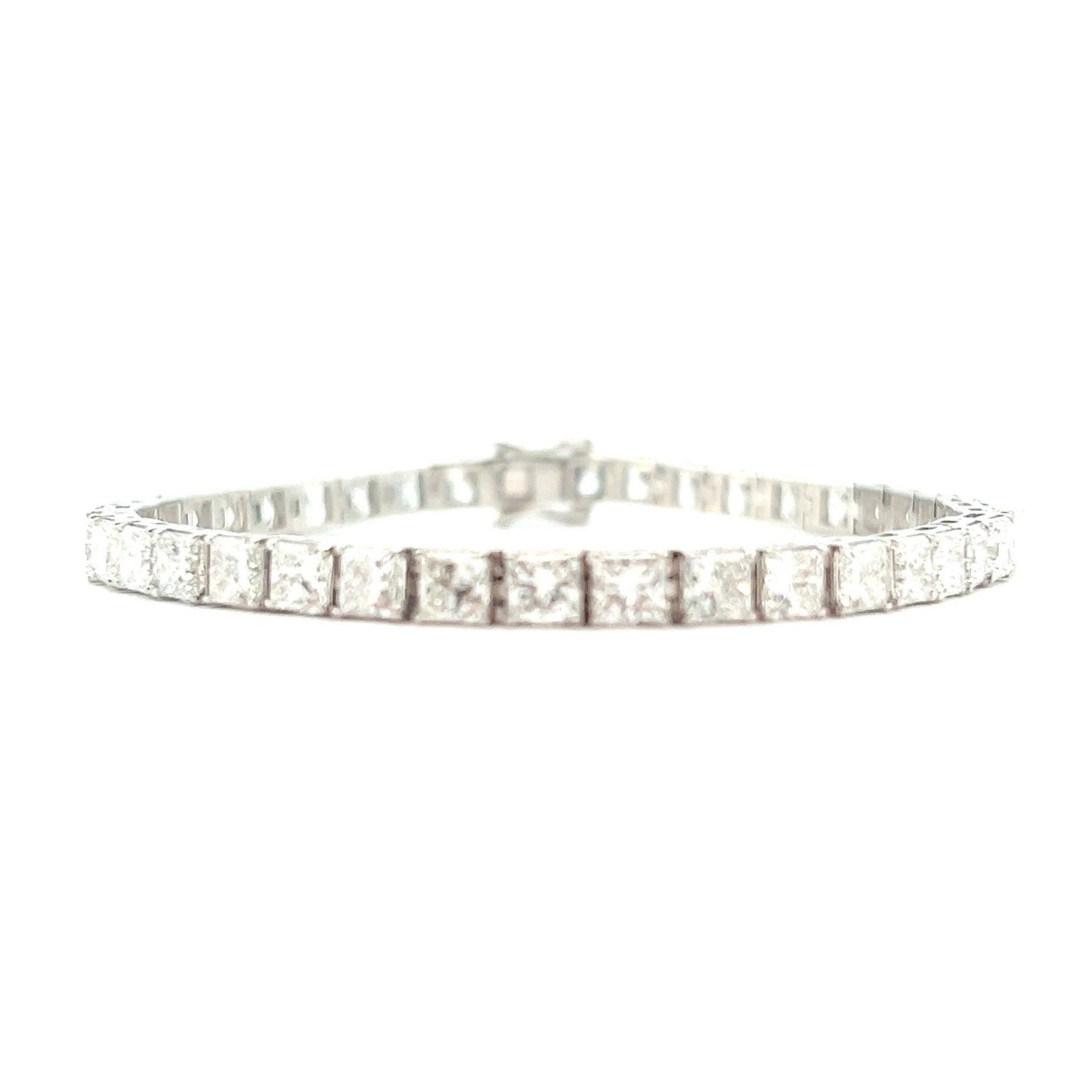 17.30ct Princess Cut Tennis Bracelet | 18k White Gold - Luxury Diamond Jewelry