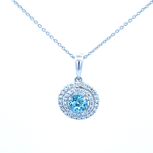 .76cttw Aquamarine and Diamond Necklace | 14k White Gold