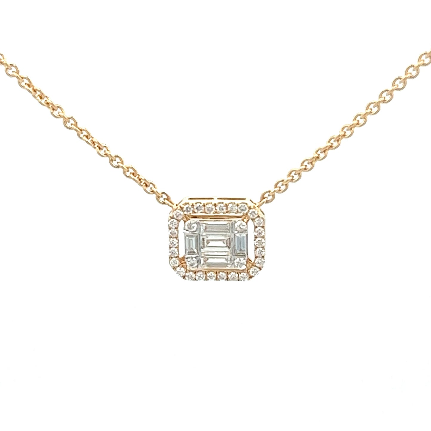 .40ct Diamond Halo Pendant Necklace | 18k Yellow Gold Chain