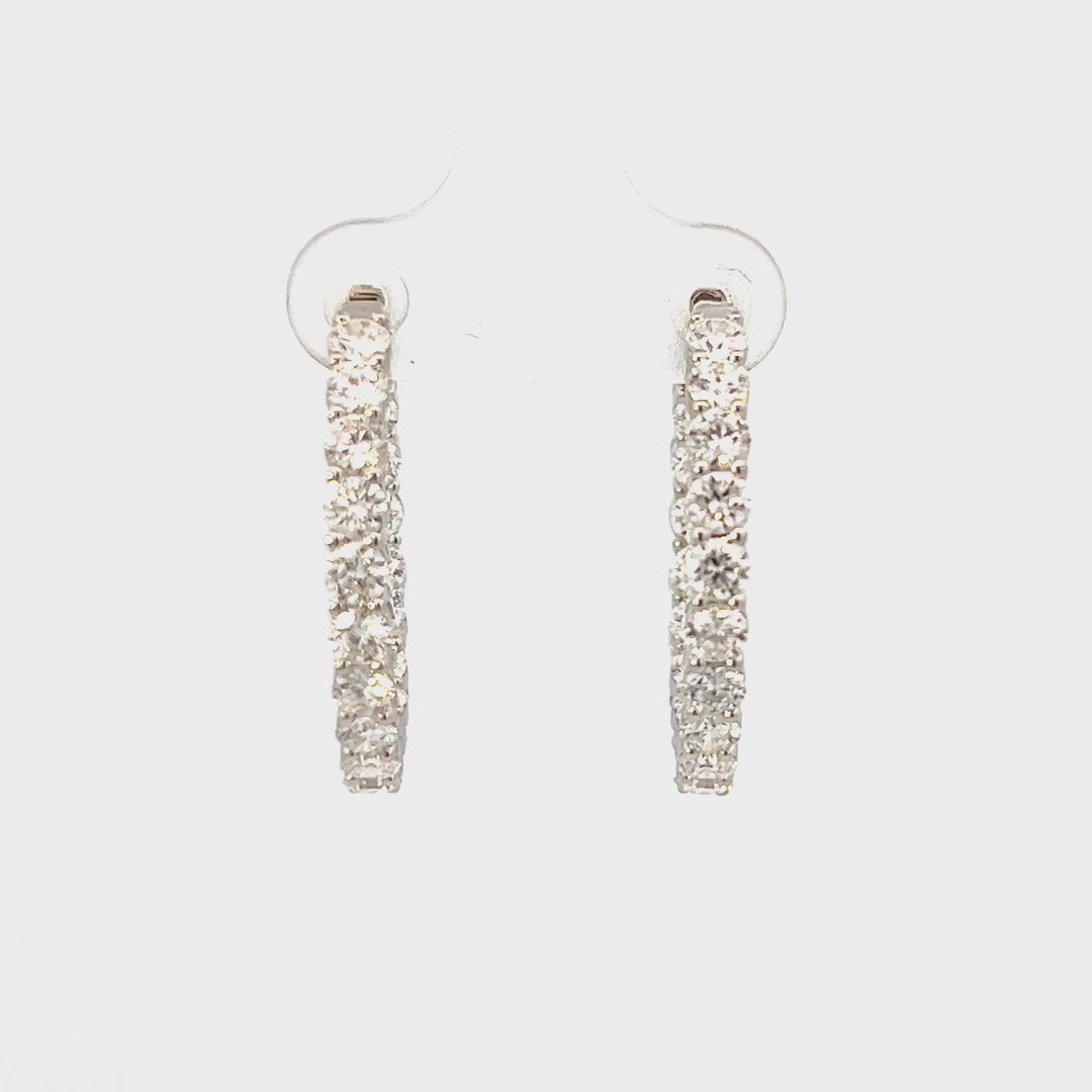 Video of a pair of 3.32cttw Gold Diamond Hoop Earrings | Hoop Earrings With Diamonds Video | 25mm Gold Hoop Earrings | Gold Hoop Earrings With Diamonds Video | Diamond Earrings Houston Video