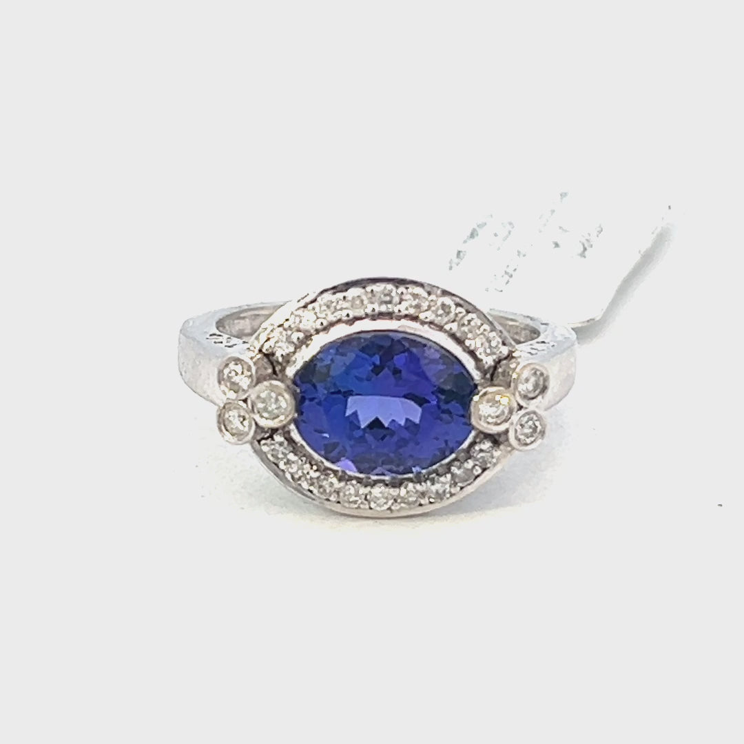 2.57cttw Oval Tanzanite Ring Video | Tanzanite Halo Ring Video