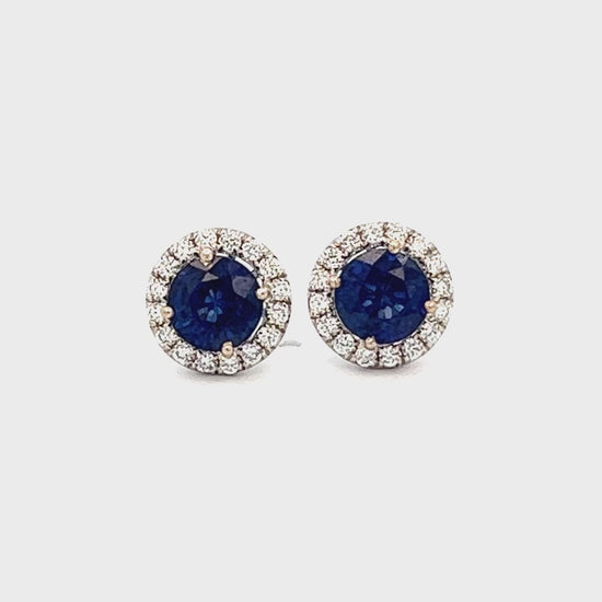 2.33cttw Blue Sapphire and Diamond Earrings Video | Sapphire and Diamond Earrings