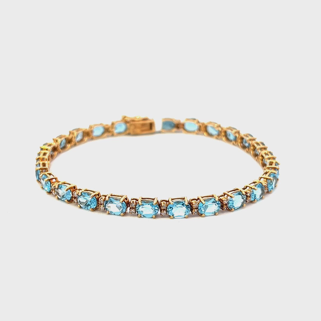 10K Solid Gold Topaz Bracelet 10KT Blue Topaz Bracelet Topaz Bracelet For Women offers Blue Birthstone Bracelet Adjustable 10K Yellow Gold Bracelet