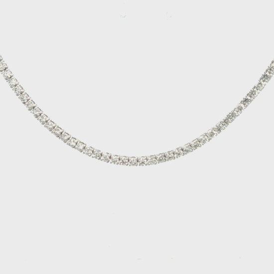  10 Carat Diamond Tennis Necklace | Lab-Created | 14K White Gold