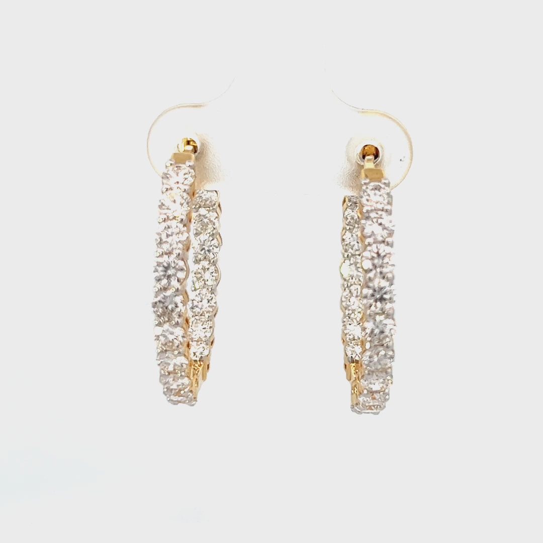 Video of a pair of 2.31cttw Gold Diamond Hoop Earrings | Small Hoop Earrings With Diamonds Video | 25mm Gold Hoop Earrings Video | Gold Hoop Earrings With Diamonds Video