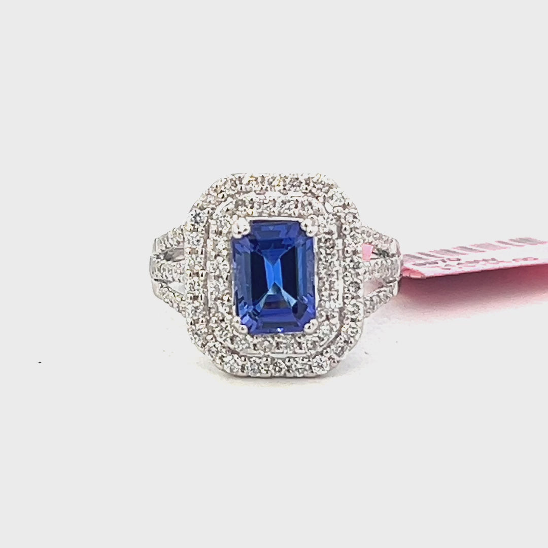 2.65cttw Tanzanite Ring Video | Tanzanite Halo Ring Video | 18k White Gold