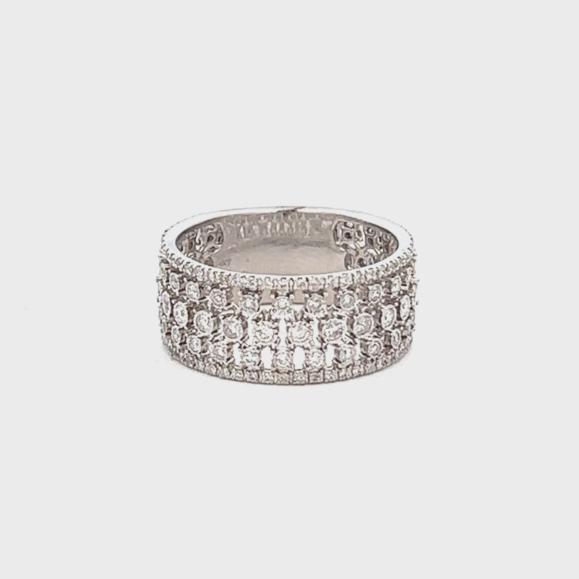 1.16ct Diamond Fashion Ring | 14k White Gold Diamond Stack Ring Video