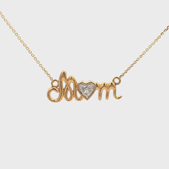 .09cttw Mothers Day Necklace Video | Yellow Gold Mom Necklace Video | Diamond Heart Video