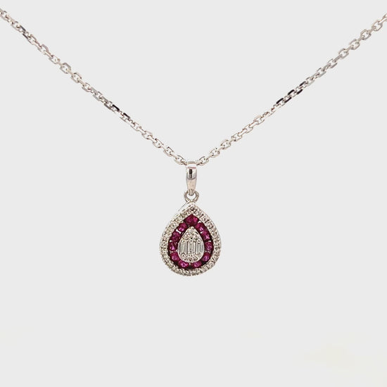 0.35cttw Ruby Teardrop Necklace Video | Video of a Lab Created Ruby Necklace