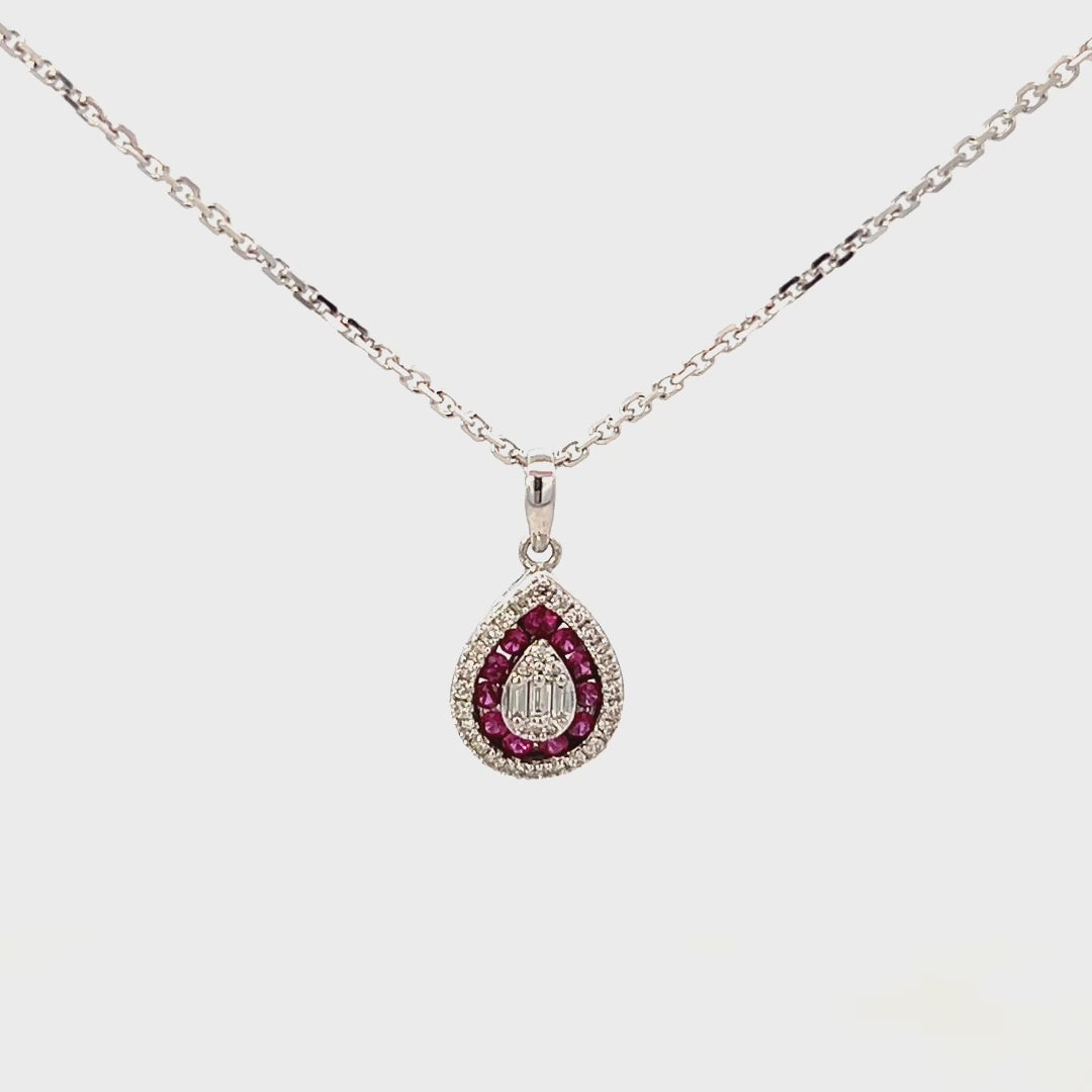 0.35cttw Ruby Teardrop Necklace Video | Video of a Lab Created Ruby Necklace