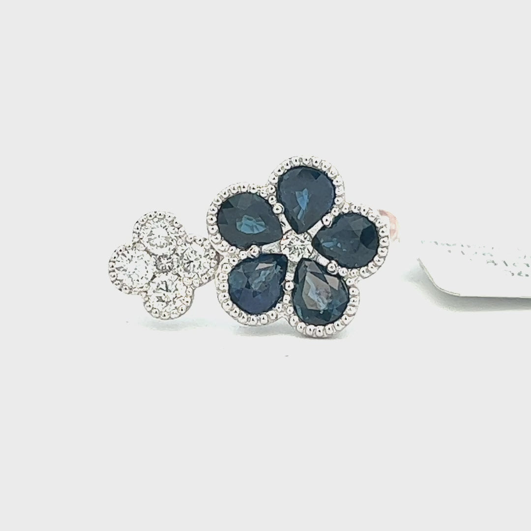 Video of a 2.19cttw Sapphire Flower | 14k White Gold