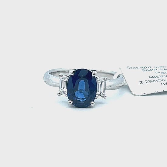 video of a 2.69ct Oval Sapphire Ring | Platinum | .40cttw Diamonds