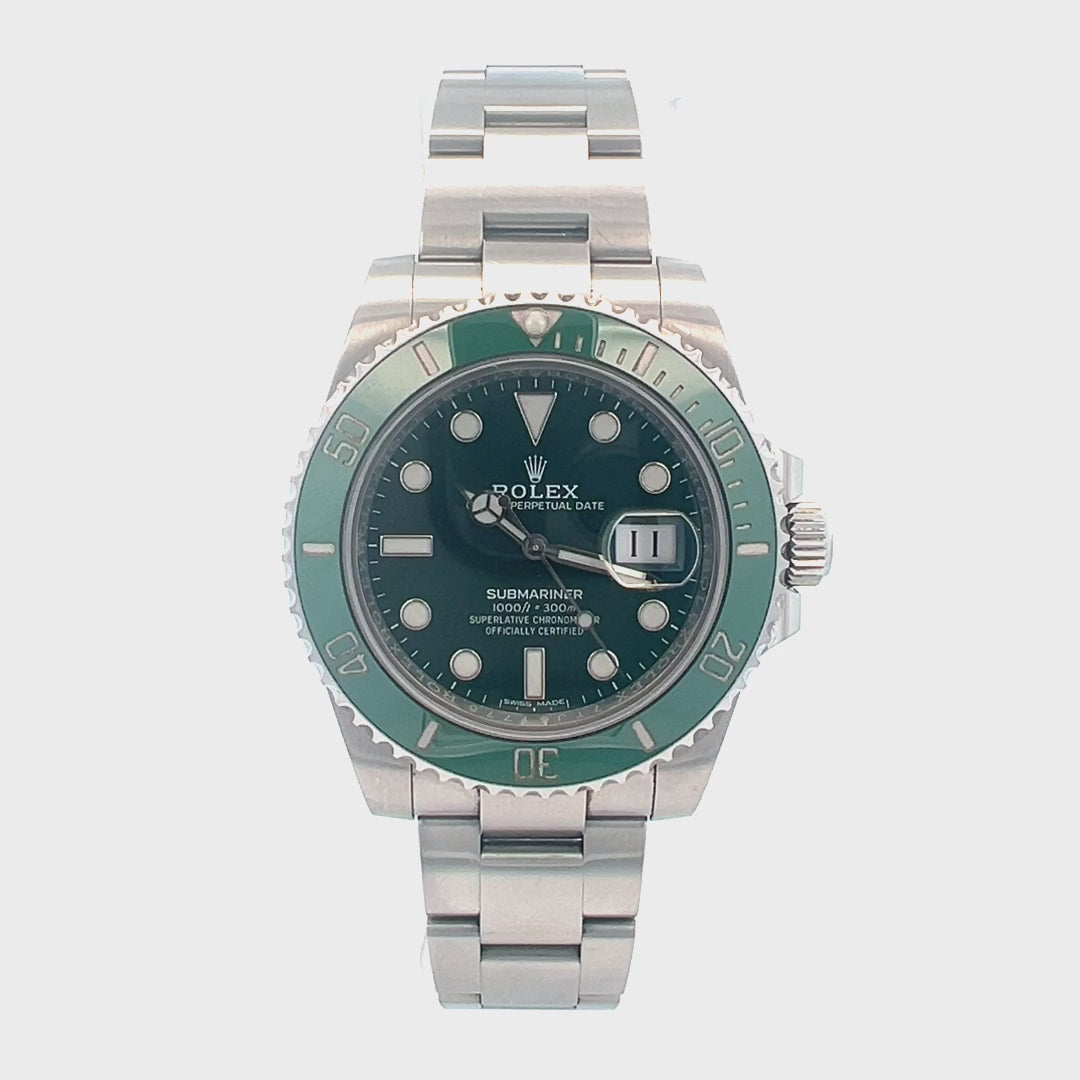 40mm Rolex Hulk Video | 116610lv Video | 2017 Rolex Submariner Green Video