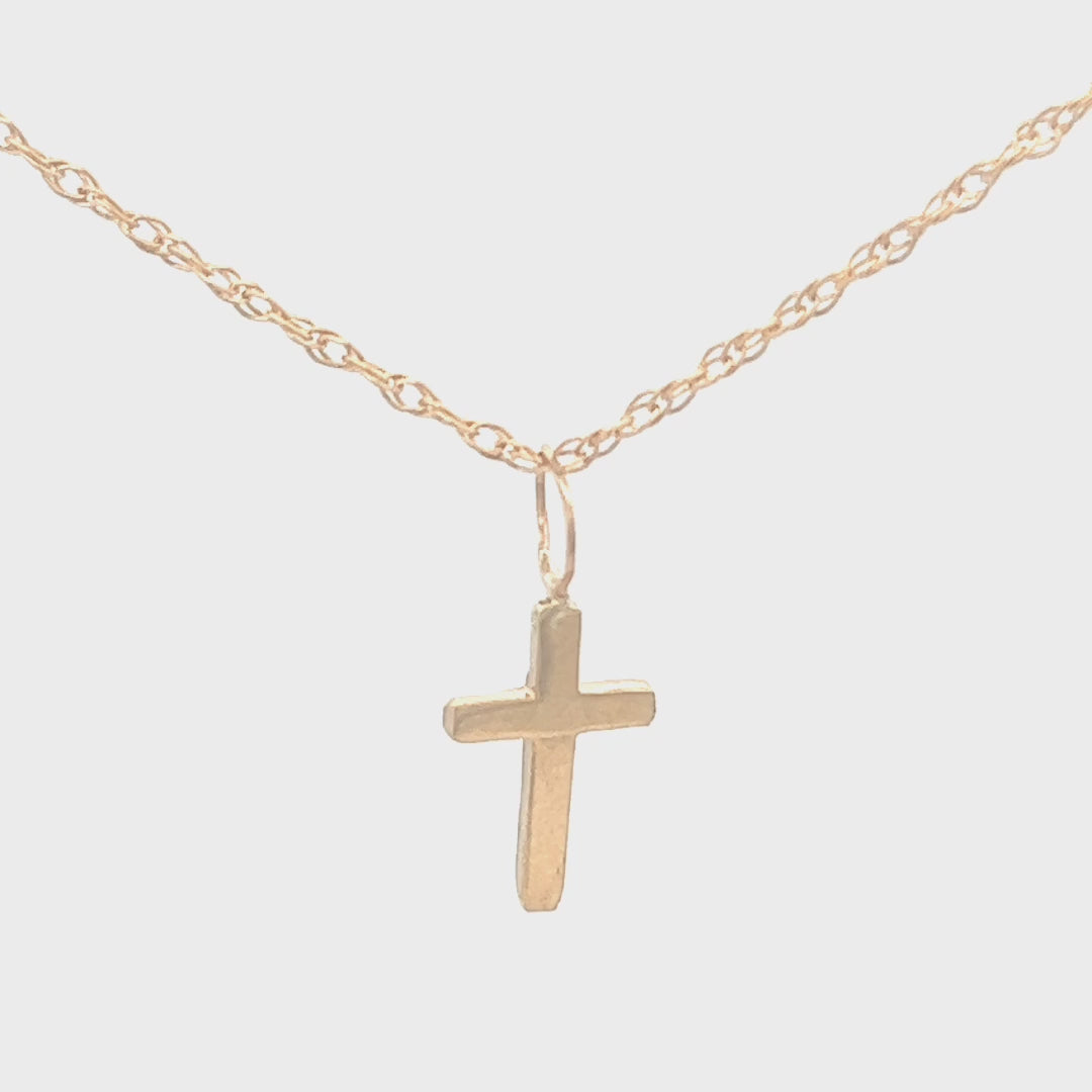 Tiny 14k Gold Cross Necklace | Small Cross | Simple Cross