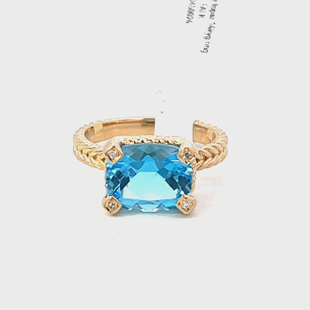 Video of a 3.00cttw London Blue Topaz Engagement Ring |Blue And Gold Ring Video | Topaz Rings Video | 14K Gold Ring | Kleins Jewelry Houston 