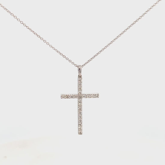 0.36cttw Small Cross Necklace Video | Cross Diamond Pendant Video | 14k Gold Cross Necklace