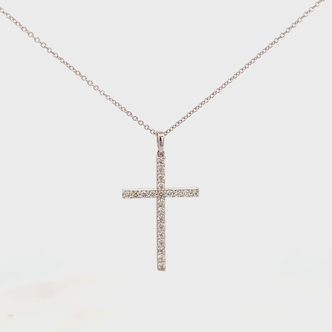 0.36cttw Small Cross Necklace Video | Cross Diamond Pendant Video | 14k Gold Cross Necklace