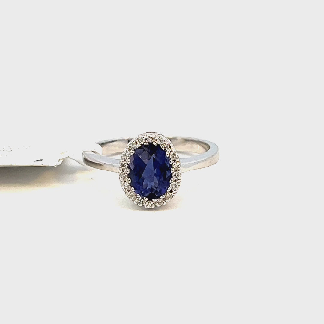 Video of a 1.28cttw Oval Halo Iolite Ring | Iolite Ring Video | Kleins