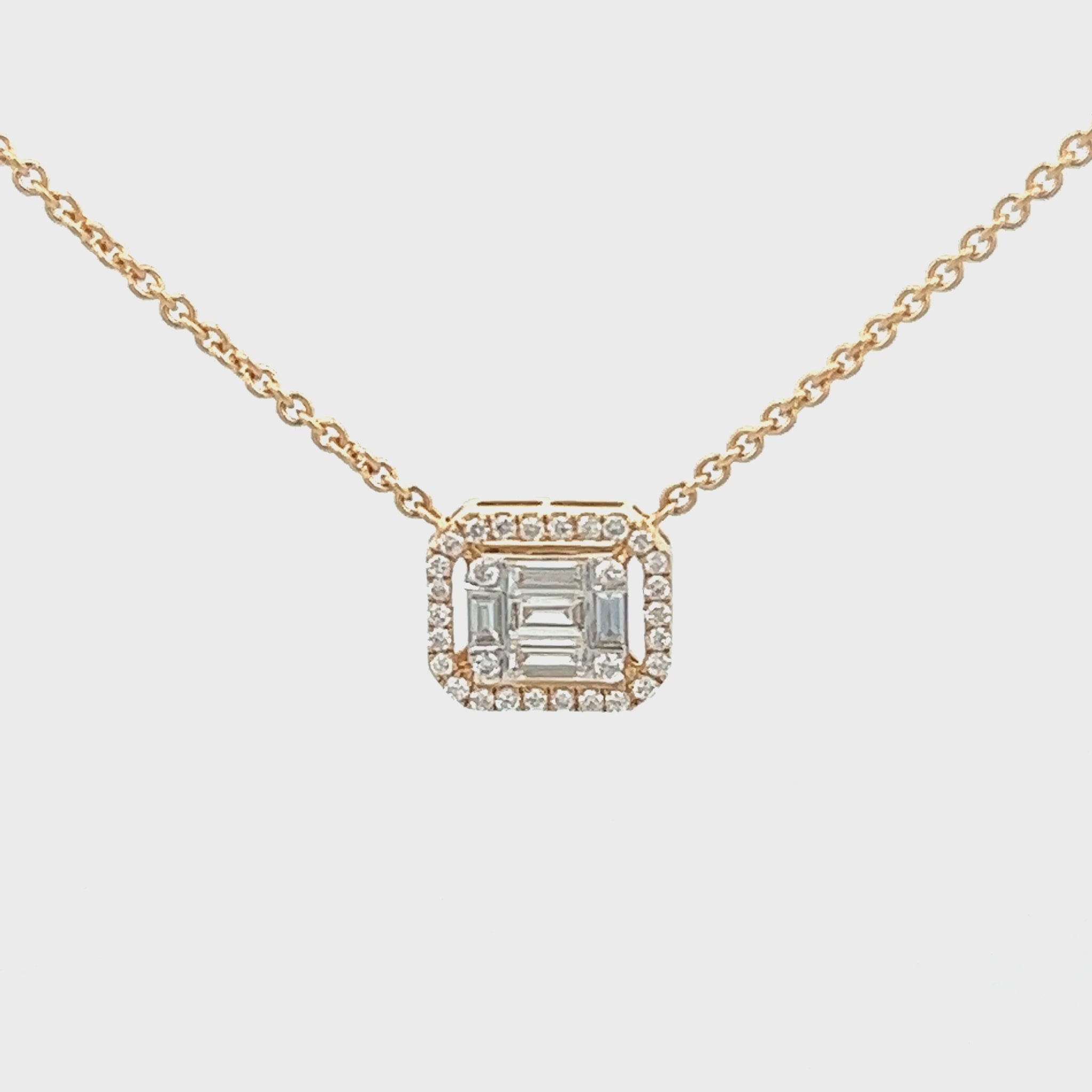 .40ct Diamond Halo Pendant Necklace | 18k Yellow Gold Chain Video