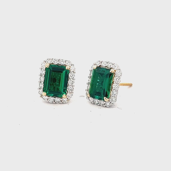 3.50cttw Emerald and Diamond Earrings Video