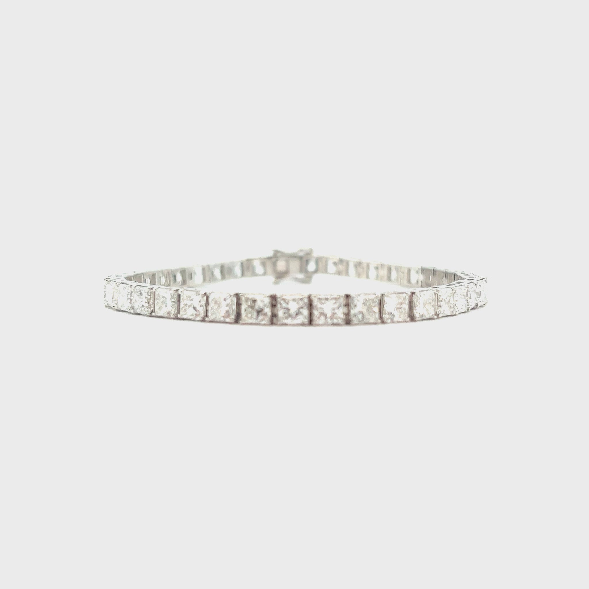 17.30ct Princess Cut Tennis Bracelet | 18k White Gold - Luxury Diamond Jewelry Video