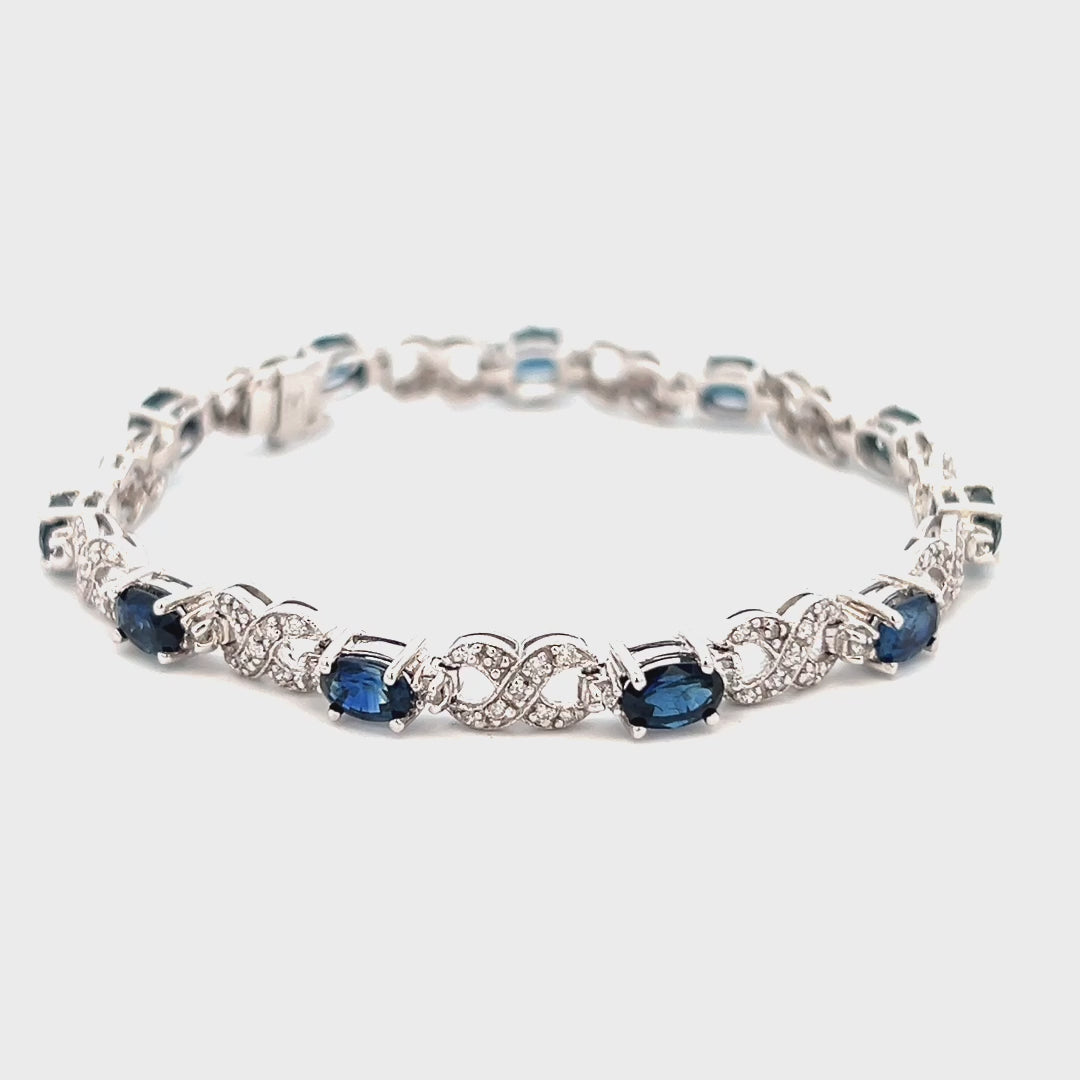 5.64cttw Sapphire Tennis Bracelet Video | Diamond and Sapphire Bracelet