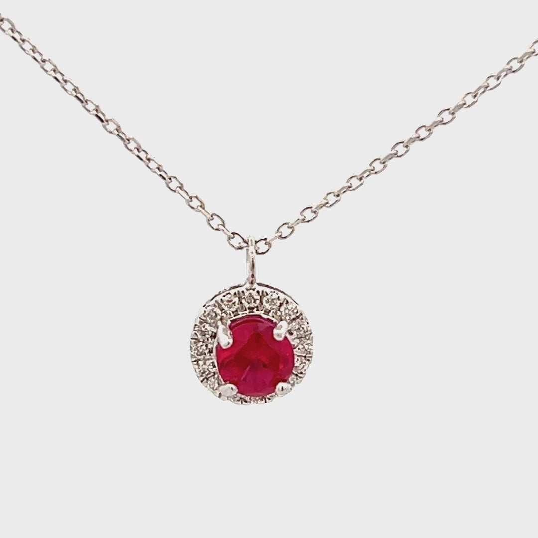 0.50cttw Ruby and Diamond Necklace Video | Ruby Pendant | 14k White Gold