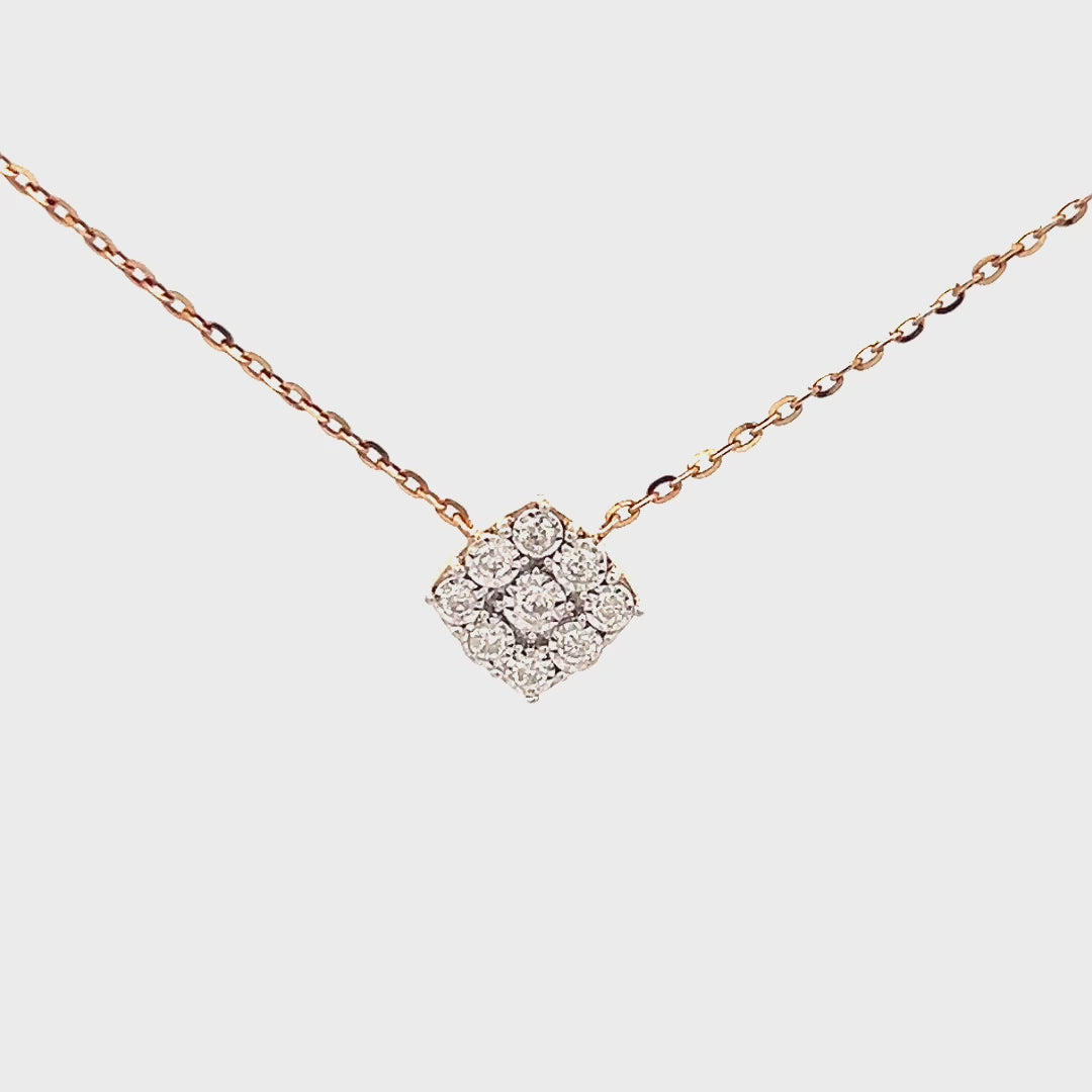 .13cttw Square Diamond Pendant Necklace | Cluster Necklace Video | Diamond Shaped Necklace Video