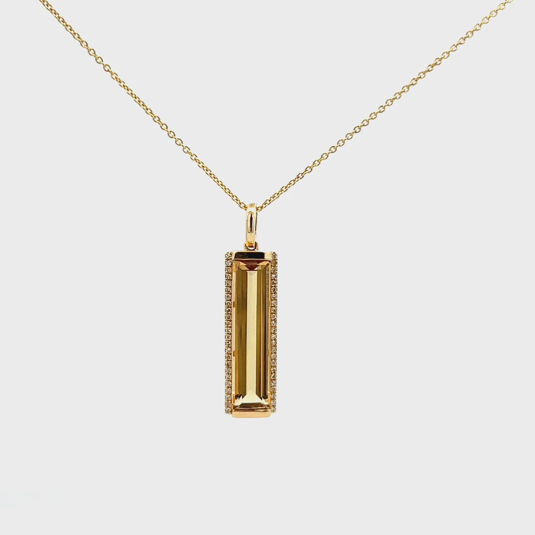 3.01cttw Citrine Necklace with Diamonds Video | 14k Yellow Gold