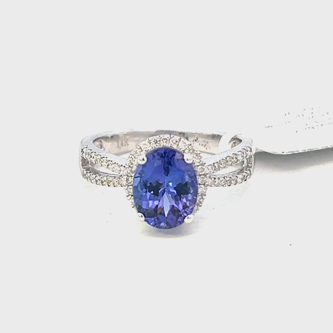 2.54cttw Oval Tanzanite Ring Video | Tanzanite Halo Ring Video | Tanzanite Engagement Ring Video