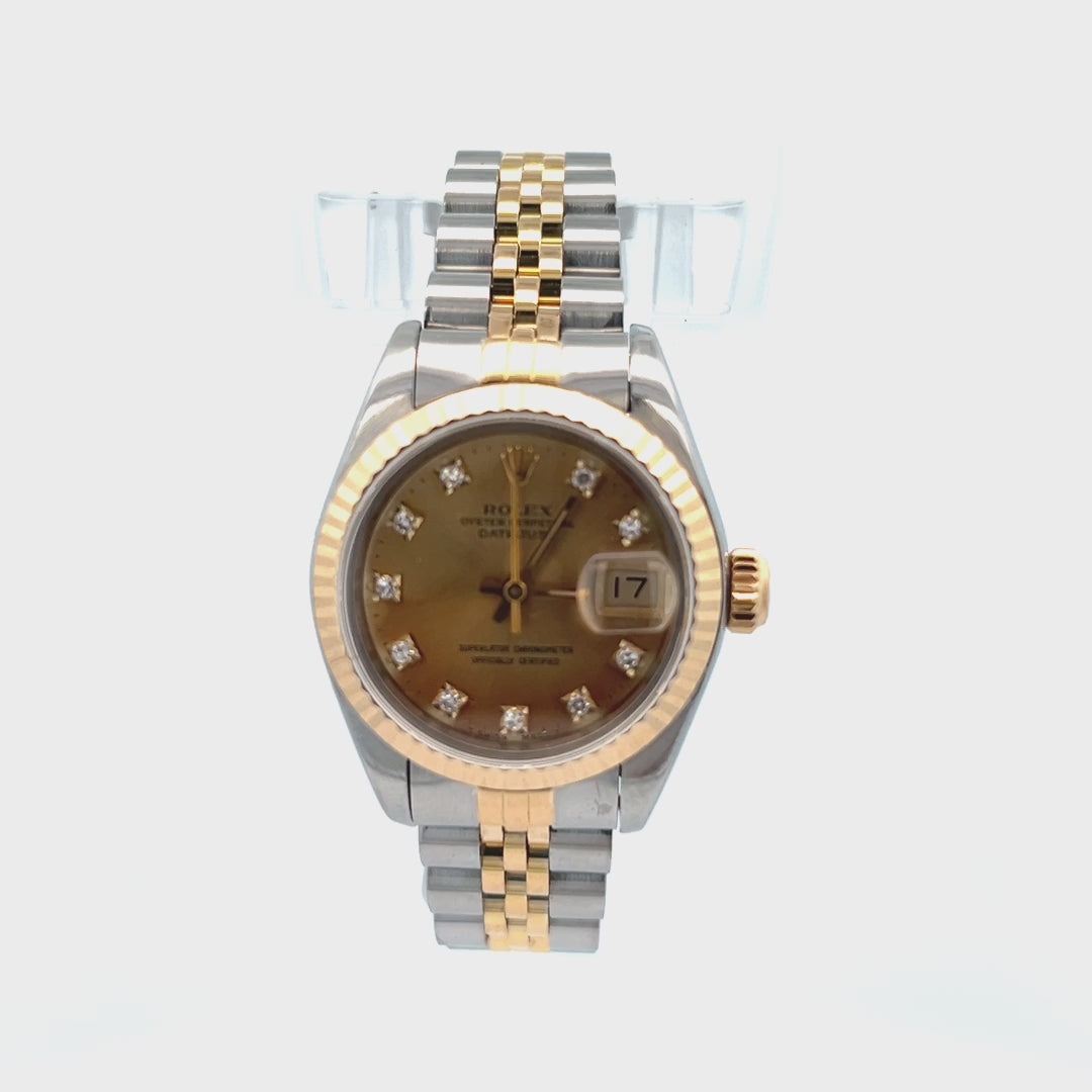 Video of a Rolex 69173 | Ladies Rolex DateJust with Diamond Dial Video | Small Womens Rolex | 1988 26mm