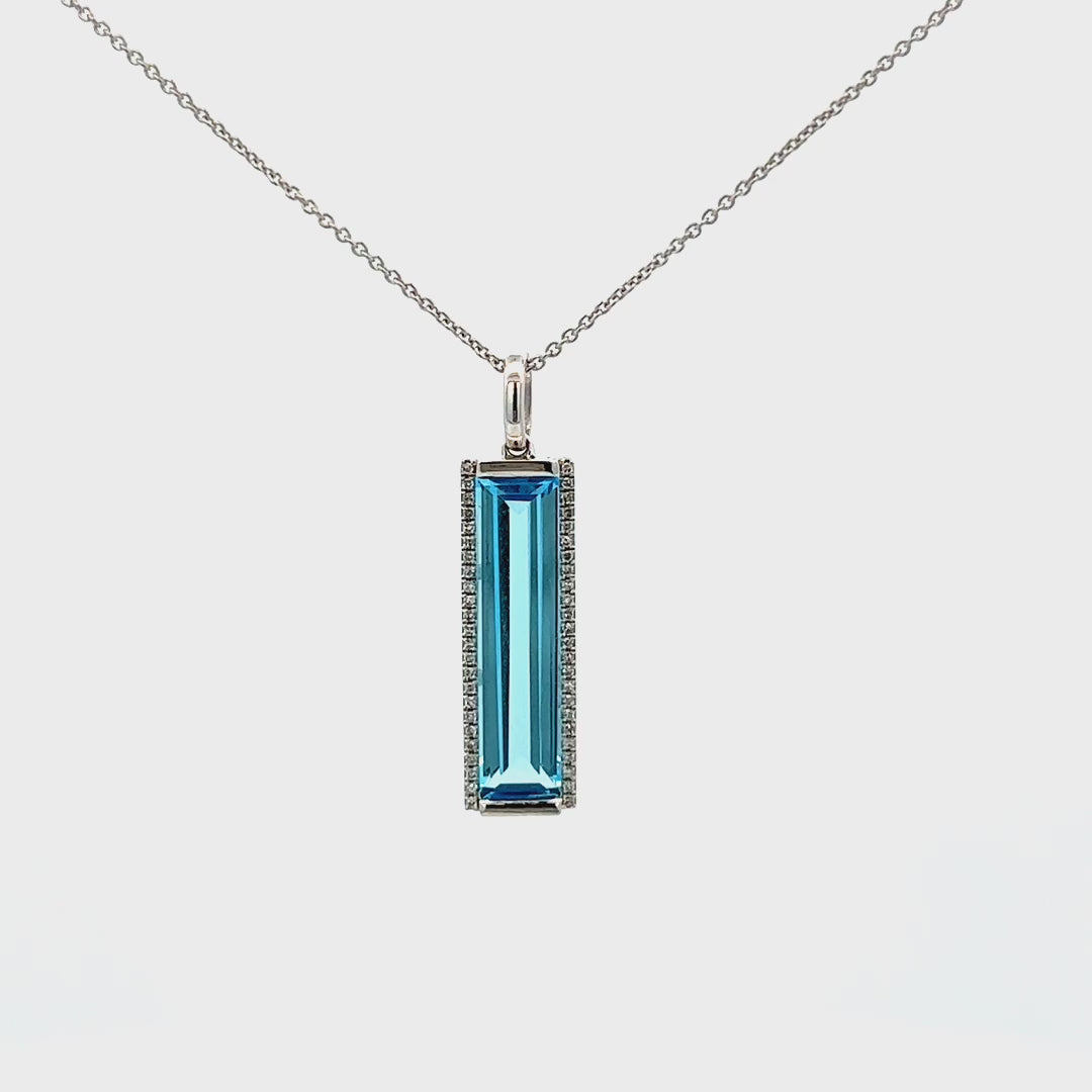 3.95cttw Blue Topaz Necklace with Diamonds Video | 14k White Gold