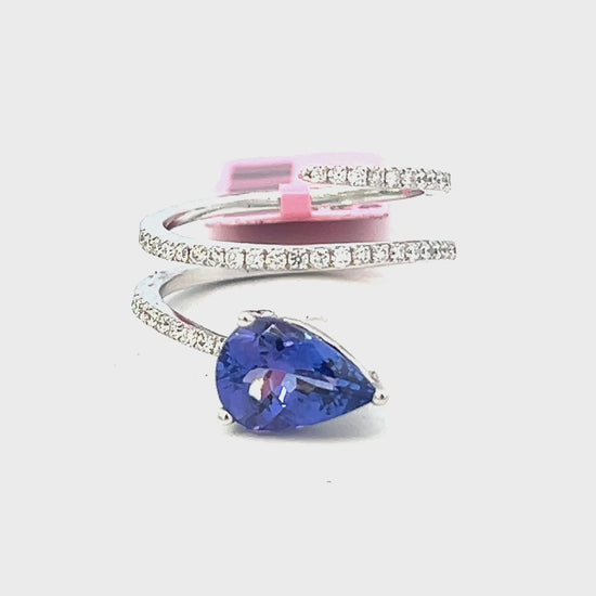 Video of a 2.29cttw Pear Shaped Tanzanite Ring | Tanzanite Pear Ring Video | Fashion Ring Video