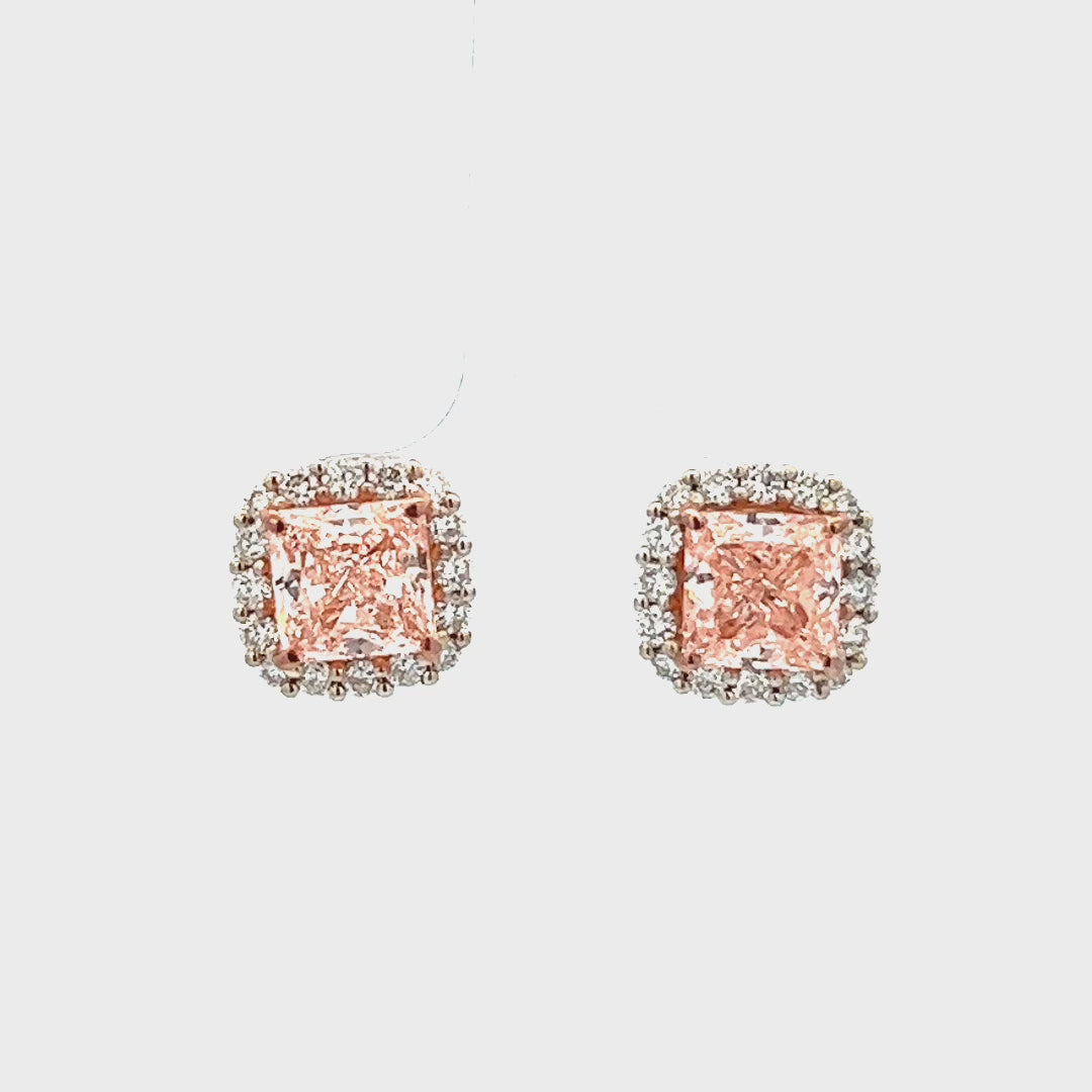 Pink Diamond Earrings | 18k White Gold