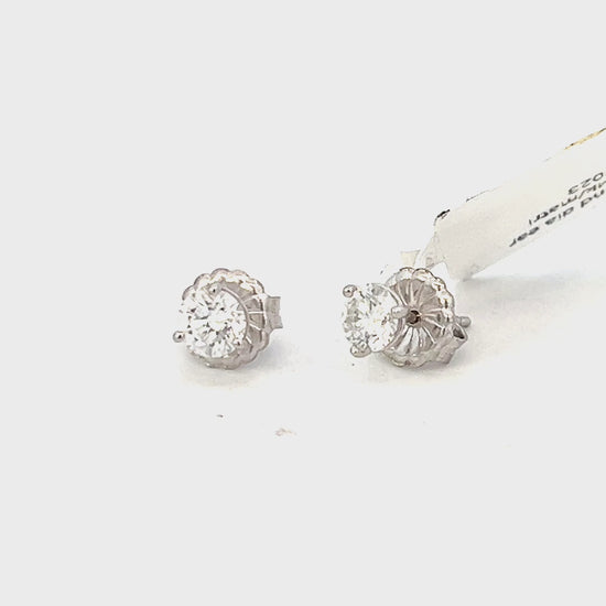 Video of a pair of 0.86cttw Diamond Stud Earrings | White Gold Diamond Earrings Video | Dia Studs Earrings Video
