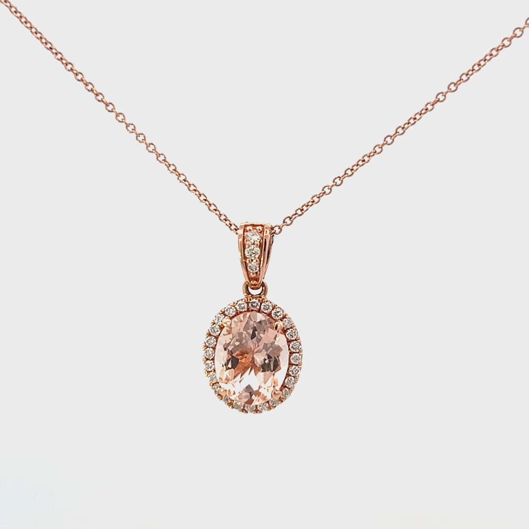 Video of a 2.52cttw Rose Gold Morganite Necklace | Morganite Pendants Video | Morganite Pendant Necklace Video