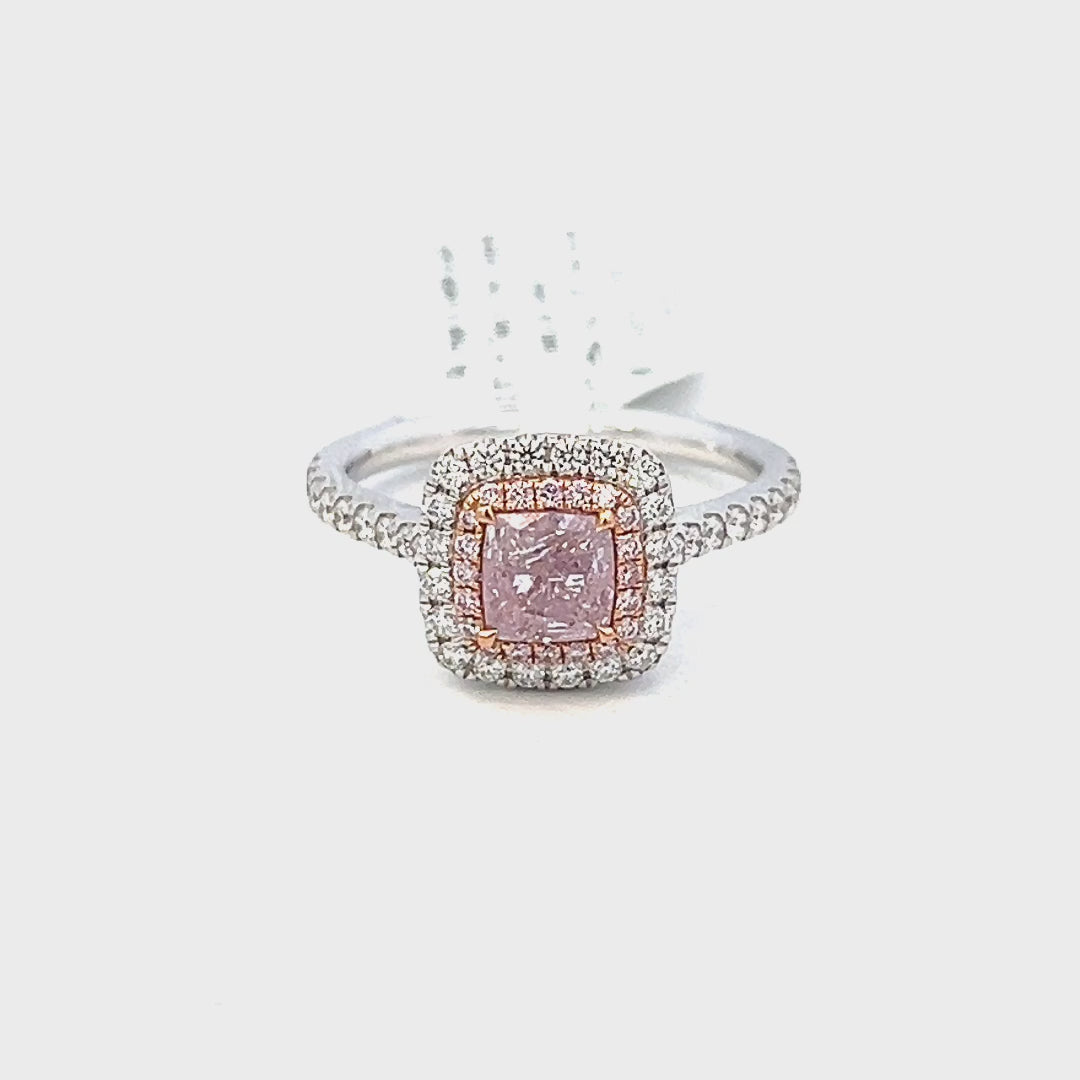 1.27cttw Natural Pink Diamond Ring Video | Video of Pink Diamond Engagement Ring | Video of Pink Diamond Halo