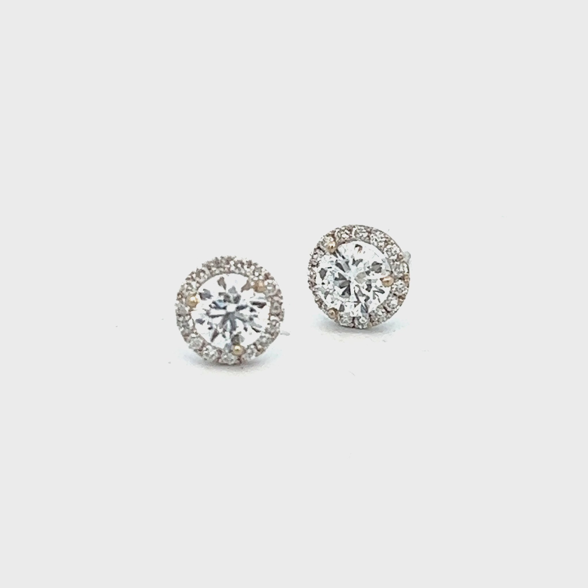 1.60cttw Halo Diamond Earrings | 18k White Gold Video