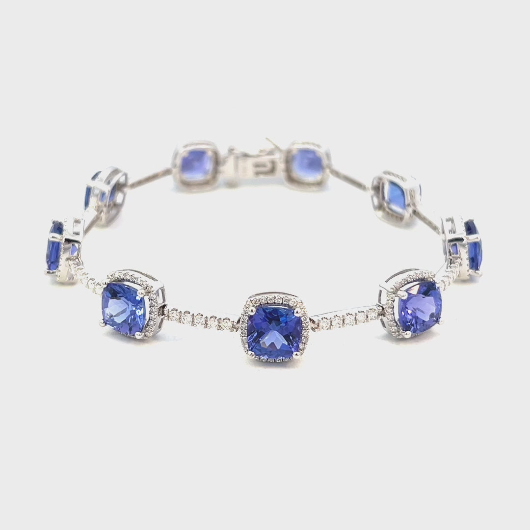 Video of a 15.78cttw Tanzanite Bracelet | Tanzanite Diamond Bracelet Video | Diamond Bracelet Houston