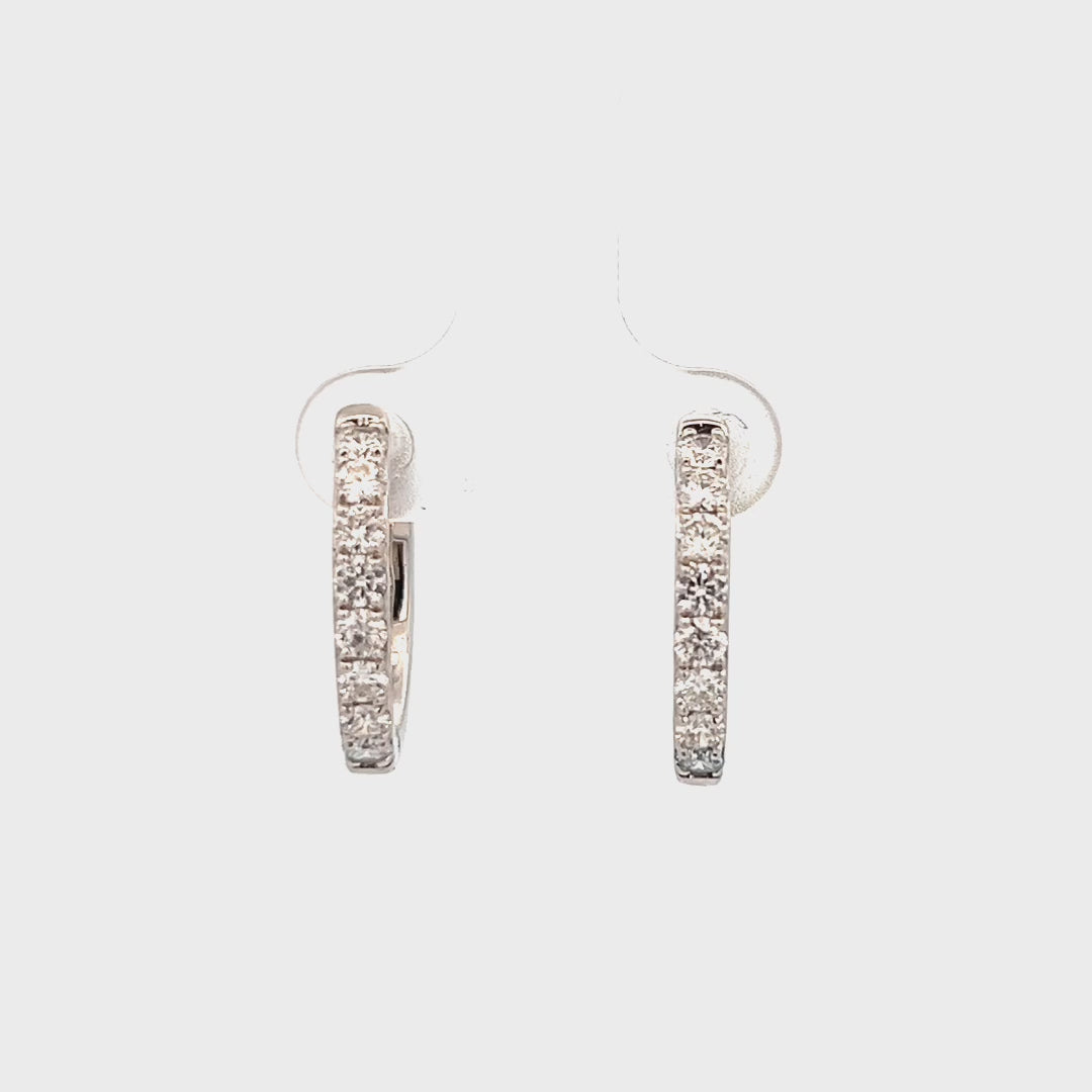 Video of a pair of 0.75cttw Gold Diamond Hoop Earrings | Small Hoop Earrings With Diamonds | 20mm Gold Hoop Earrings Video | Gold Hoop Earrings With Diamonds Video | Diamond Earrings Houston Video