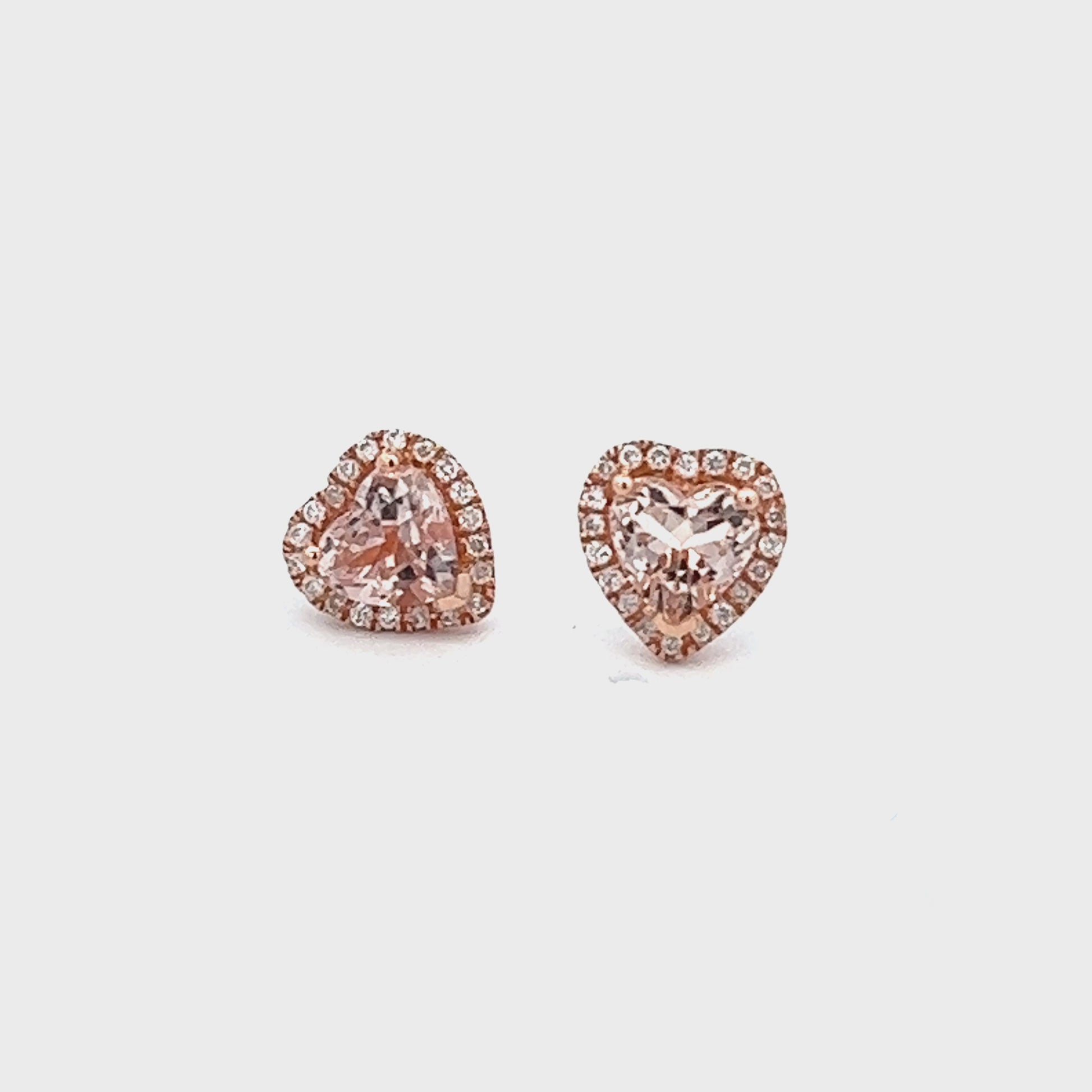 1.10cttw Morganite Heart Earrings in 14k Rose Gold Video