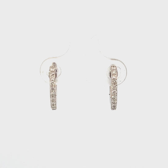 Video of a pair of 0.12cttw Diamond Hoop Earrings | Diamond Hoop Earring | Gold Hoop Earrings Video | 14k White Gold Earrings Video