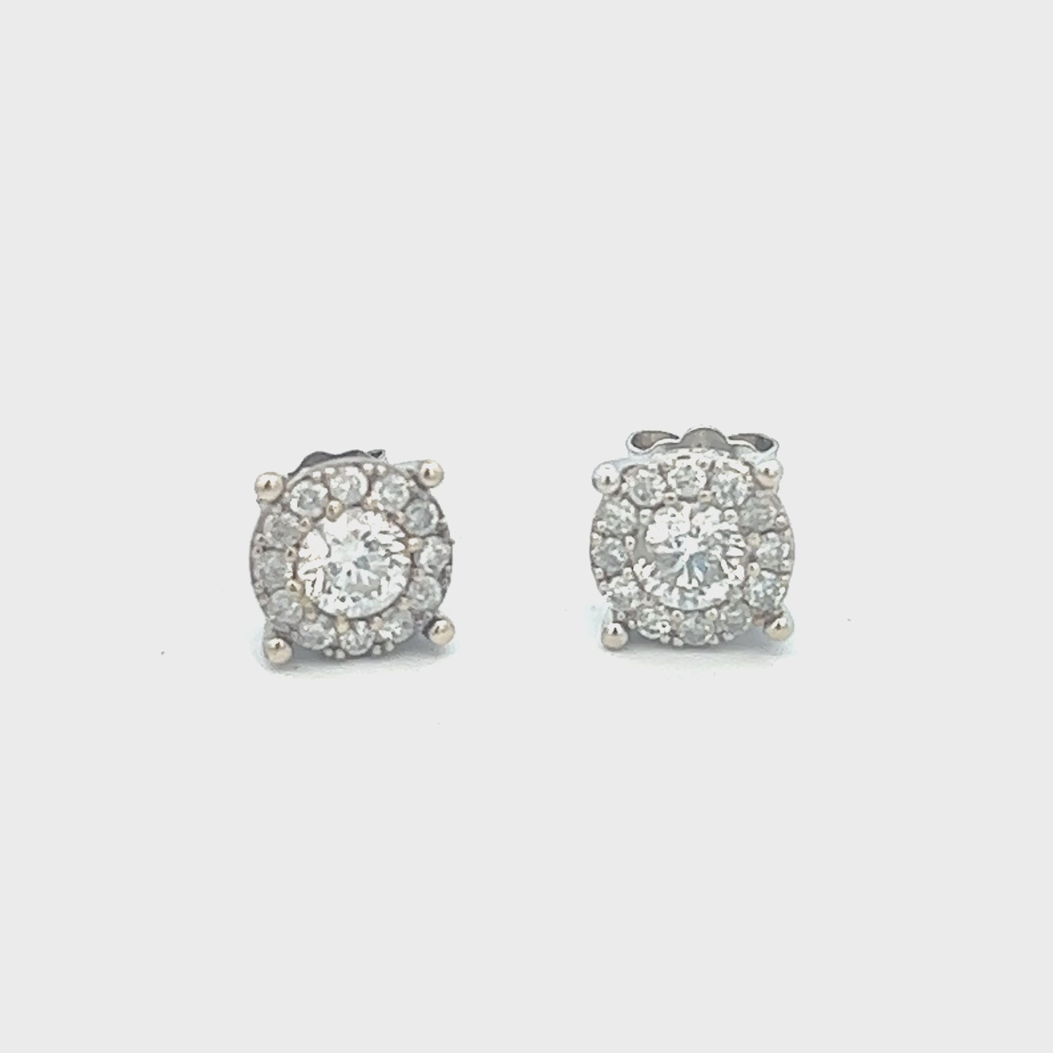 1 Carat Halo Diamond Earrings | 14k White Gold Video