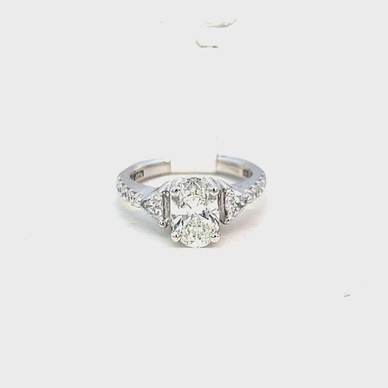 1.75cttw Oval Natural Diamond Engagement Ring Video | Video of a Diamond Oval | 18k